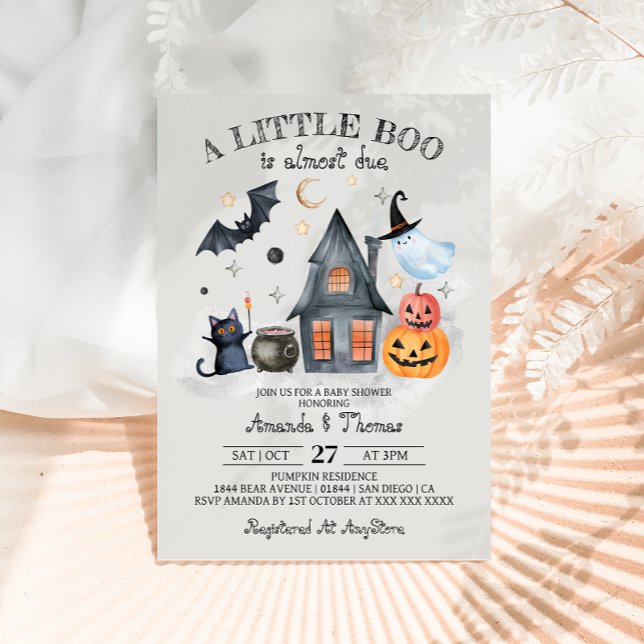 Convite Chá de Bebê do Pequeno Boo de Halloween Abóbora (Criador carregado)