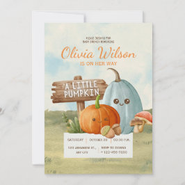 Convite Chá de Bebê do Pequeno Boo no Halloween com Abóbor