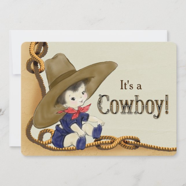 Convite Chá de Bebê do Pequeno Cowboy (Frente)