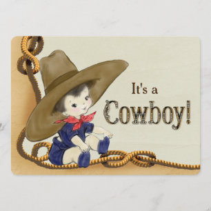 Convite Chá de Bebê do Pequeno Cowboy