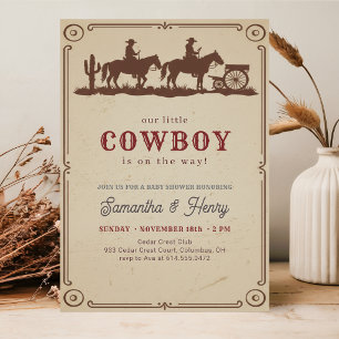 Convite Chá de Bebê do Pequeno Cowboy Western