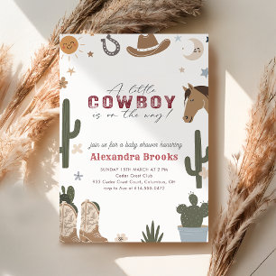 Convite Chá de Bebê do Pequeno Cowboy Western