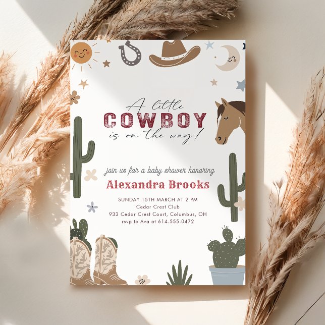 Convite Chá de Bebê do Pequeno Cowboy Western (Criador carregado)