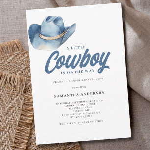 Convite Chá de Bebê do Pequeno Cowboy Western Menino