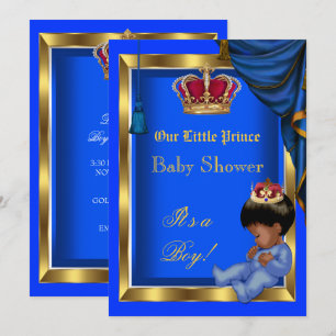 Convite Chá de Bebê do Pequeno Príncipe Azul Elegante