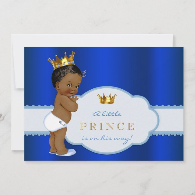 Convite Chá de Bebê do Príncipe Afro-Americano (Frente)