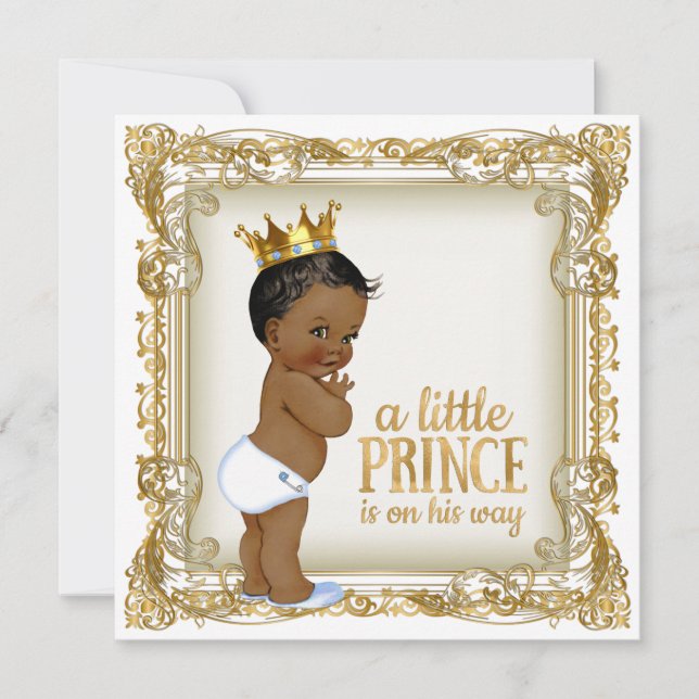 Convite Chá de Bebê do Príncipe Afro-Americano Étnico Meni (Frente)