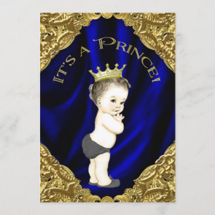 Convite Chá de Bebê do Príncipe Azul e Dourado