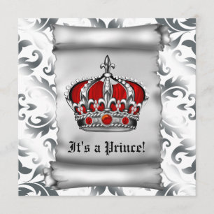 Convite Chá de Bebê do Príncipe Real Regal Vermelho