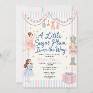 Convite Chá de Bebê do Quebra-Nozes Rosa Azul Sugar Plum
