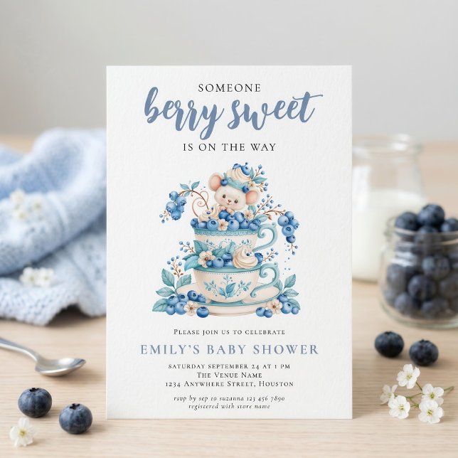 Convite Chá de Bebê do Ratinho do Mirtilo Doce (Criador carregado)