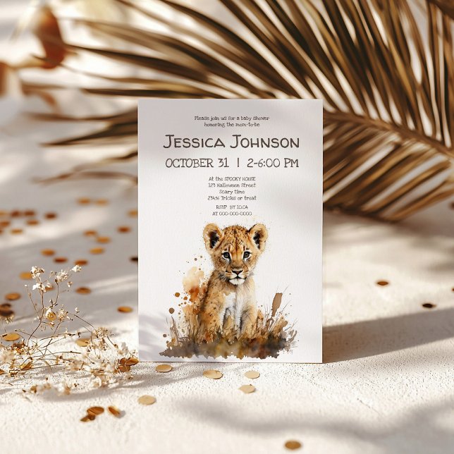 Convite Chá de Bebê do Rei Leão em Aquarela (Criador carregado)