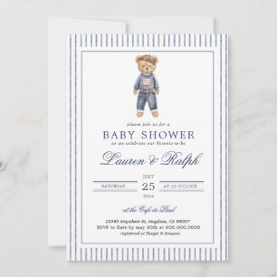 Convite Chá de Bebê do Ursinho Azul Inspirador