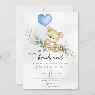 Convite Chá de Bebê do Ursinho Teddy Fofo