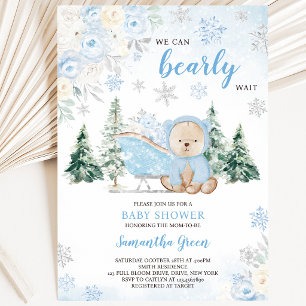 Convite Chá de Bebê do Urso Azul de Inverno