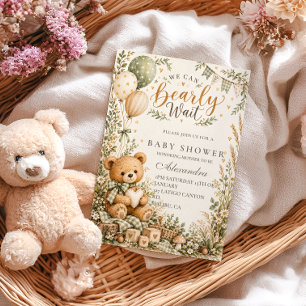 Convite Chá de Bebê do Urso da Floresta de Contos de Fadas