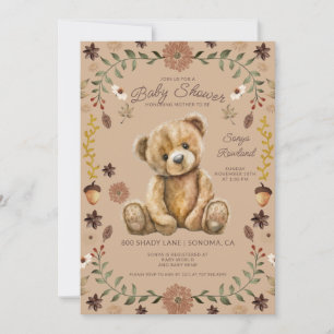 Convite Chá de Bebê do Urso Mágico da Floresta