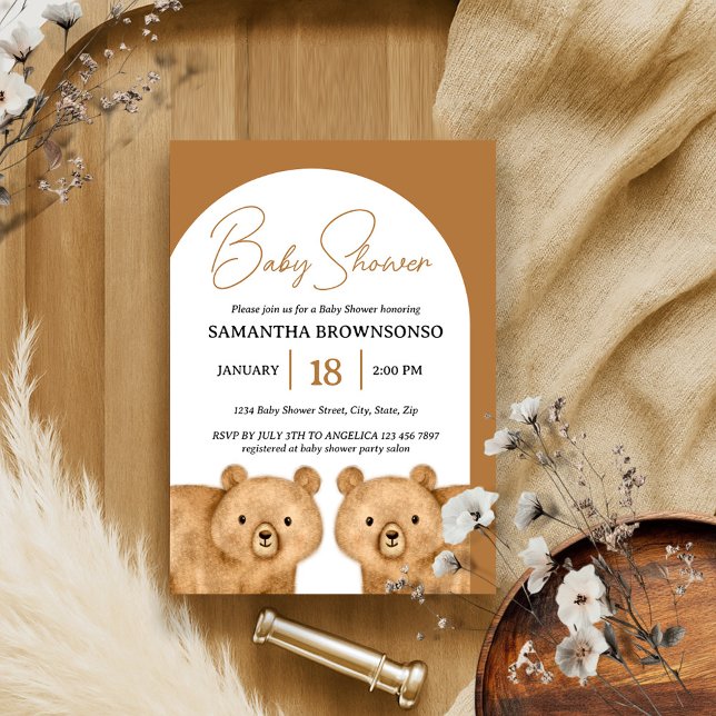 Convite Chá de Bebê do Urso Marrom (Criador carregado)