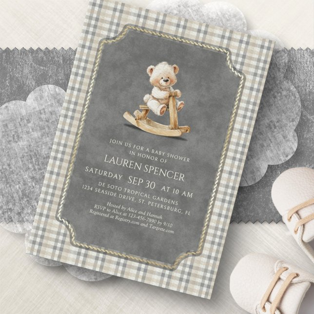 Convite Chá de Bebê do Urso Polo Préppy (Criador carregado)