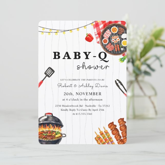 Convite Chá de Bebê do Verão no Quintal Baby Q (Em pé/Frente)
