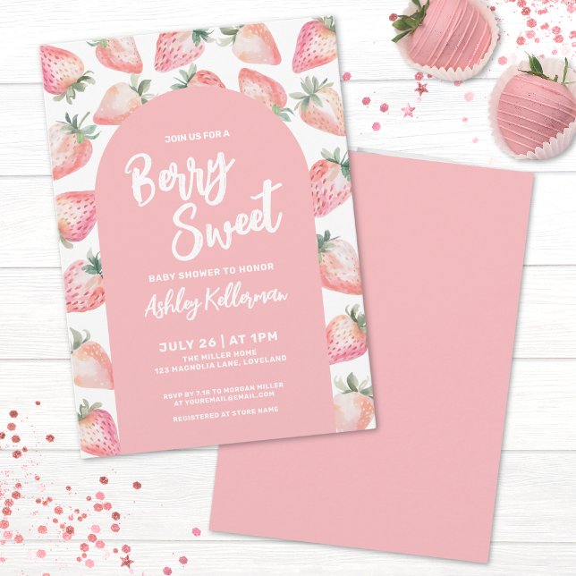 Convite Chá de Bebê Doce como Mirtilo (Berry Sweet Baby Shower Invitation)