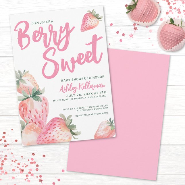 Convite Chá de Bebê Doce como Mirtilo (Berry Sweet Baby Shower Invitation)