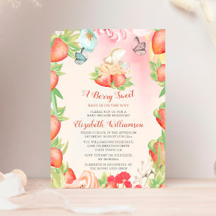 Convite Chá de Bebê Doce Morango Berry