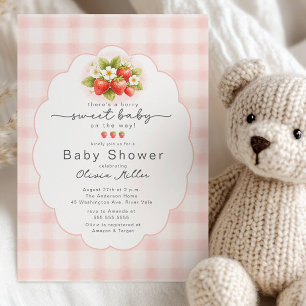 Convite Chá de Bebê Doce Morango Berry
