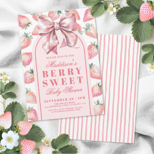 Convite Chá de Bebê Doce Morango Berry