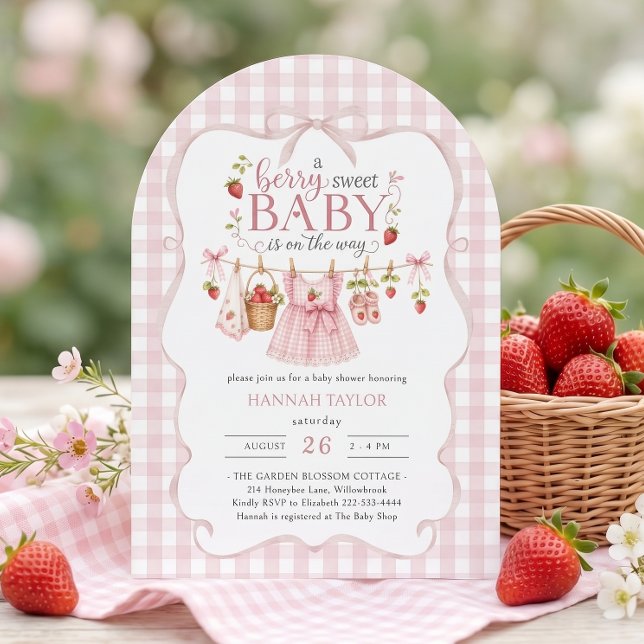 Convite Chá de Bebê Doce Morango Berry (Criador carregado)