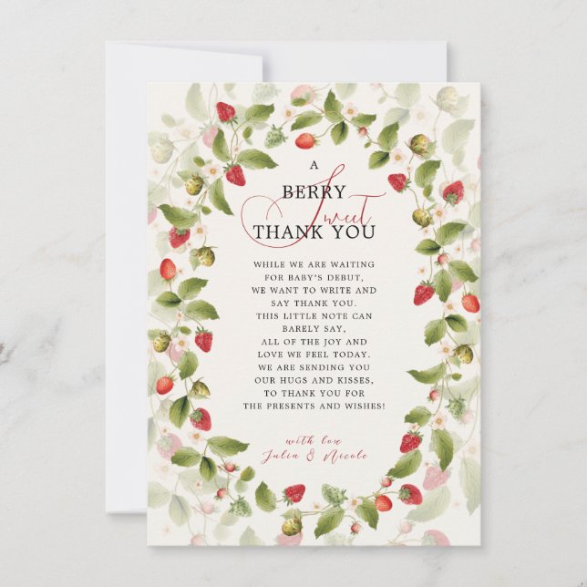 CONVITE CHÁ DE BEBÊ DOCE MORANGO SELVAGEM (Frente)