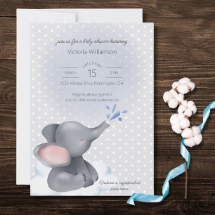 Convite Chá de Bebê Elefante Baby Adorável