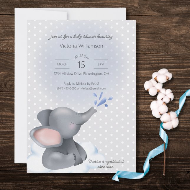 Convite Chá de Bebê Elefante Baby Adorável (Criador carregado)