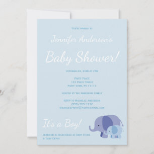 Convite Chá de Bebê Elefante Simples e Elegante