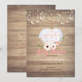 Convite Chá de Bebê Elegante Abóbora, Floral, Textura de M