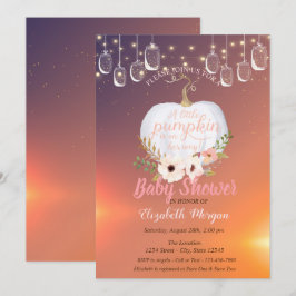 Convite Chá de Bebê Elegante Abóbora, Luzes, Textura Flora
