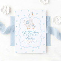 Chá de Bebê Elegante Azul Pastel Menino Ganso Bobo
