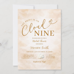 Convite Chá de Bebê Elegante Bege Romântico Nove Nuvens