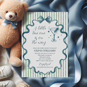 Convite Chá de Bebê Elegante Blue Martini Bow