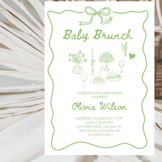 Convite Chá de Bebê Elegante Brunch - Design de Arte Linea (Criador carregado)
