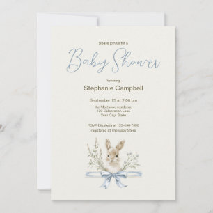 Convite Chá de Bebê Elegante com Aquarela de Flores Silves