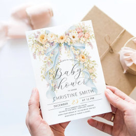 Convite Chá de Bebê Elegante com Arco Floral de Aquarela