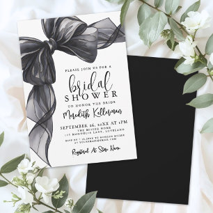 Convite Chá de Bebê Elegante com Laço Preto