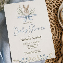 Chá de Bebê Elegante de Aquarela de Coelhinho com