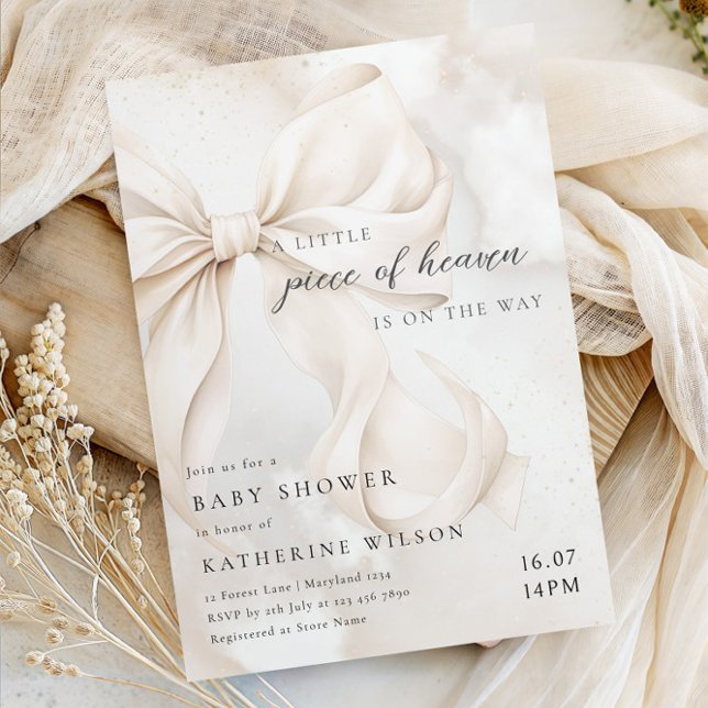 Convite Chá de Bebê Elegante e Neutro em Nuvens (Criador carregado)