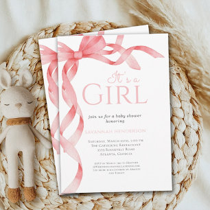 Convite Chá de Bebê Elegante É uma Menina Arco Rosa
