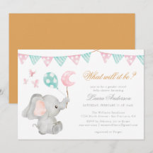 Chá de Bebê Elegante Elefante Revelação de Gênero