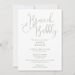 Convite Chá de Bebê Elegante em Verde Sage com Brunch e Es