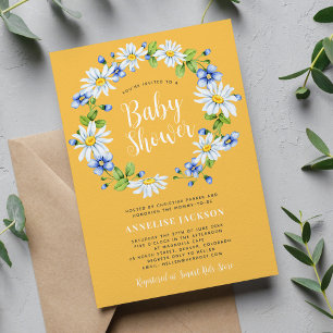 Convite Chá de bebê elegante floral margarida neutro em gê