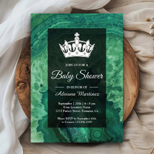 Convite Chá de Bebê Elegante Moderno em Ágata Verde